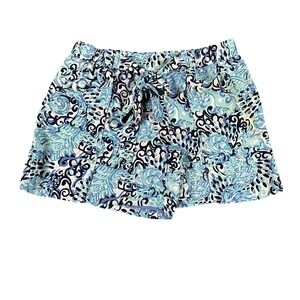 Lilly Pulitzer Shorts Womens 4 Blue Green Swirl Print Relaxed Fit Summer 002253
